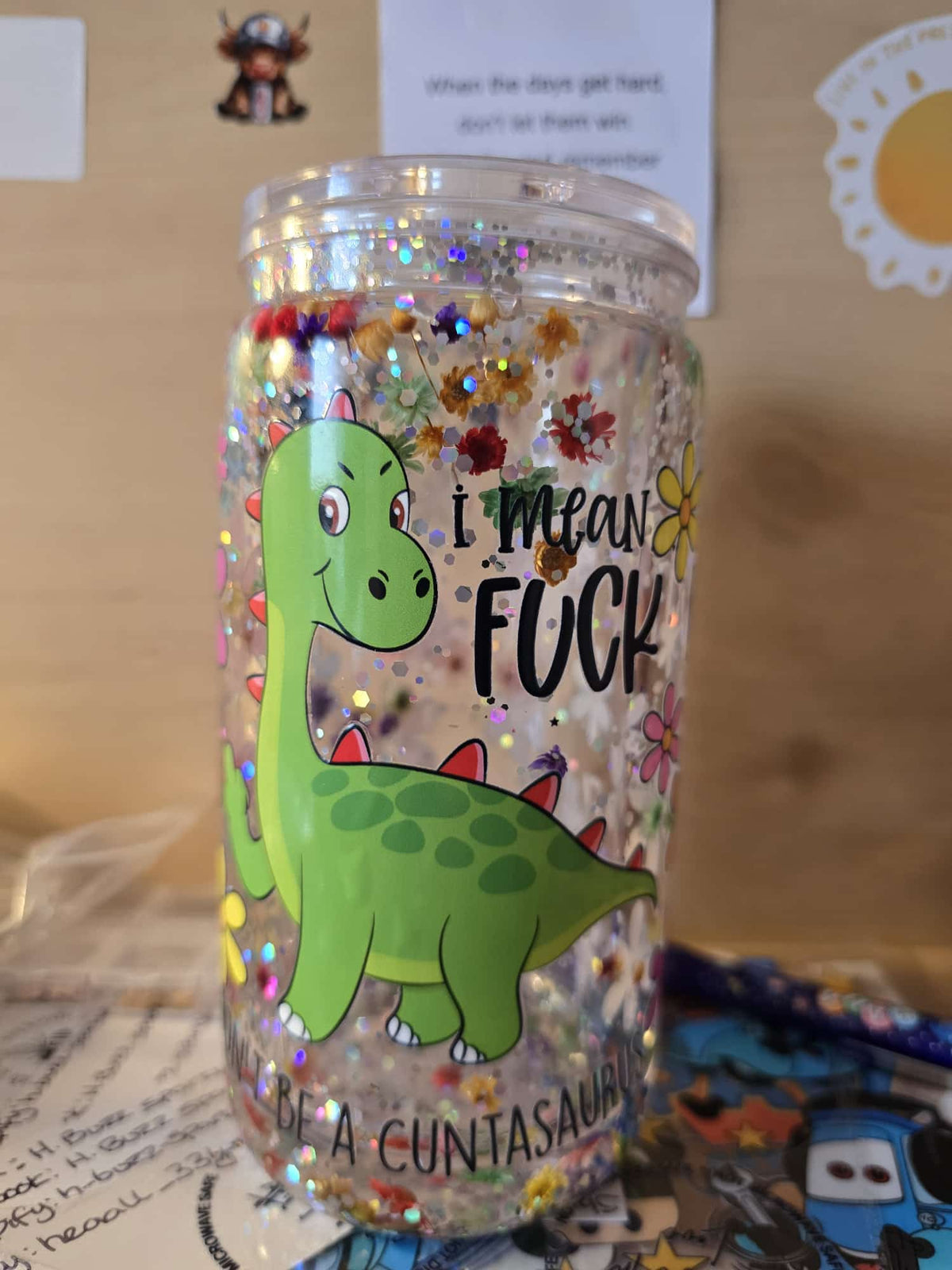 Dino swear tumbler