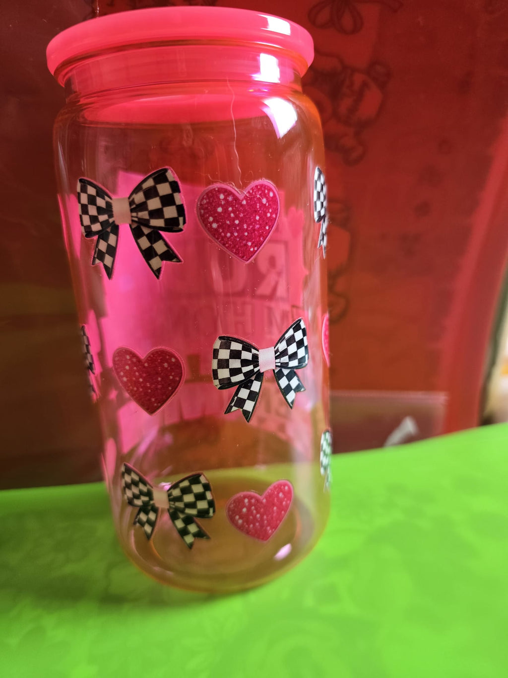 Pink jelly coloured tumbler