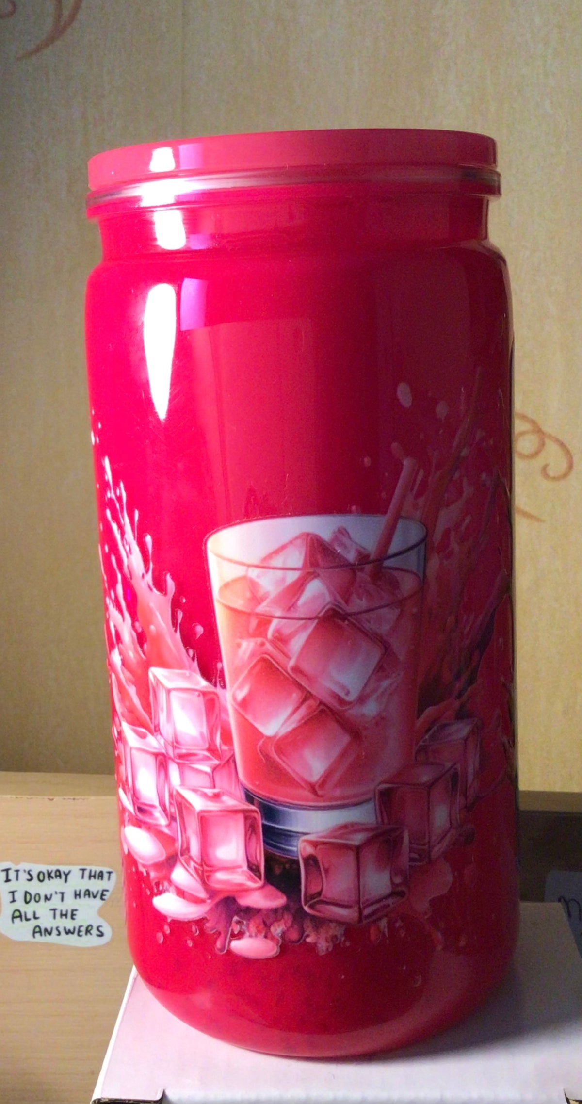Neon pink red bull mica tumbler